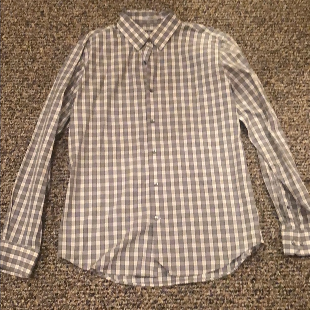 Express, grey button down, size: Large